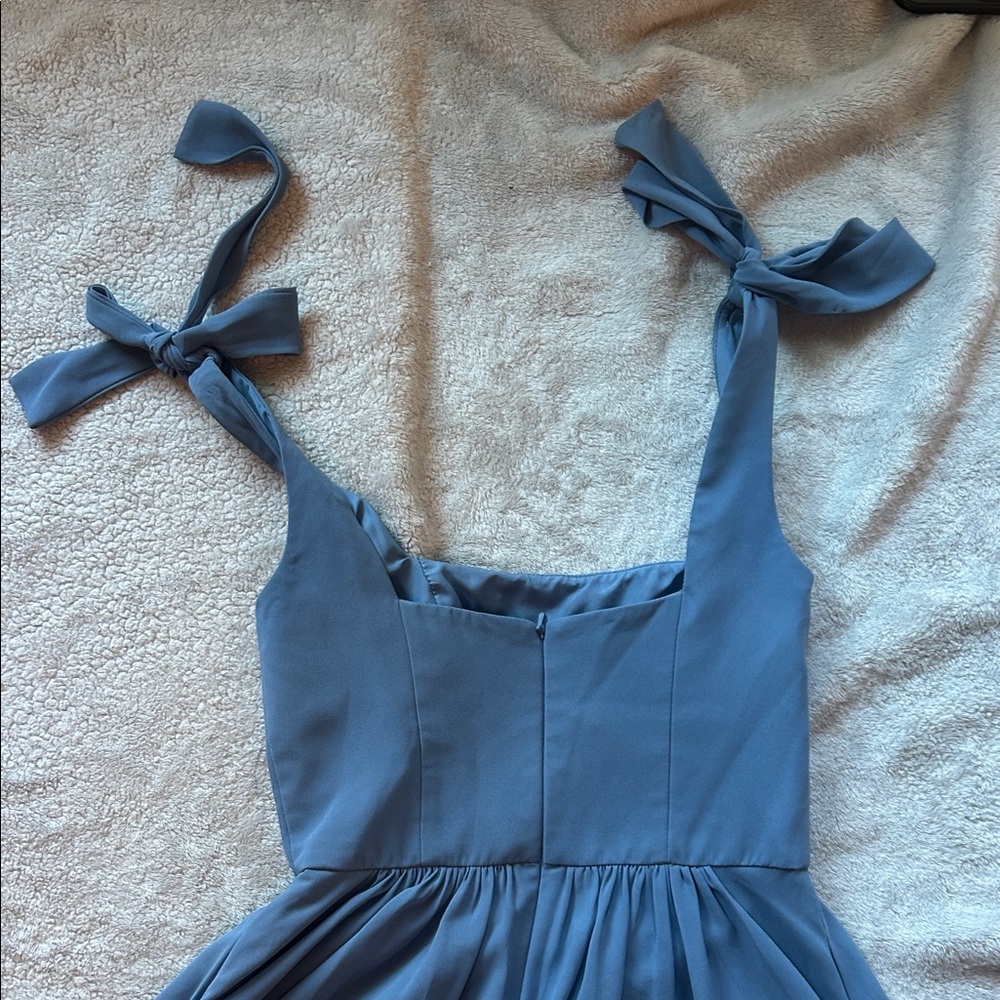 Blue Tie-Strap Maxi Dress with Flowy Skirt - Picture 7 of 8